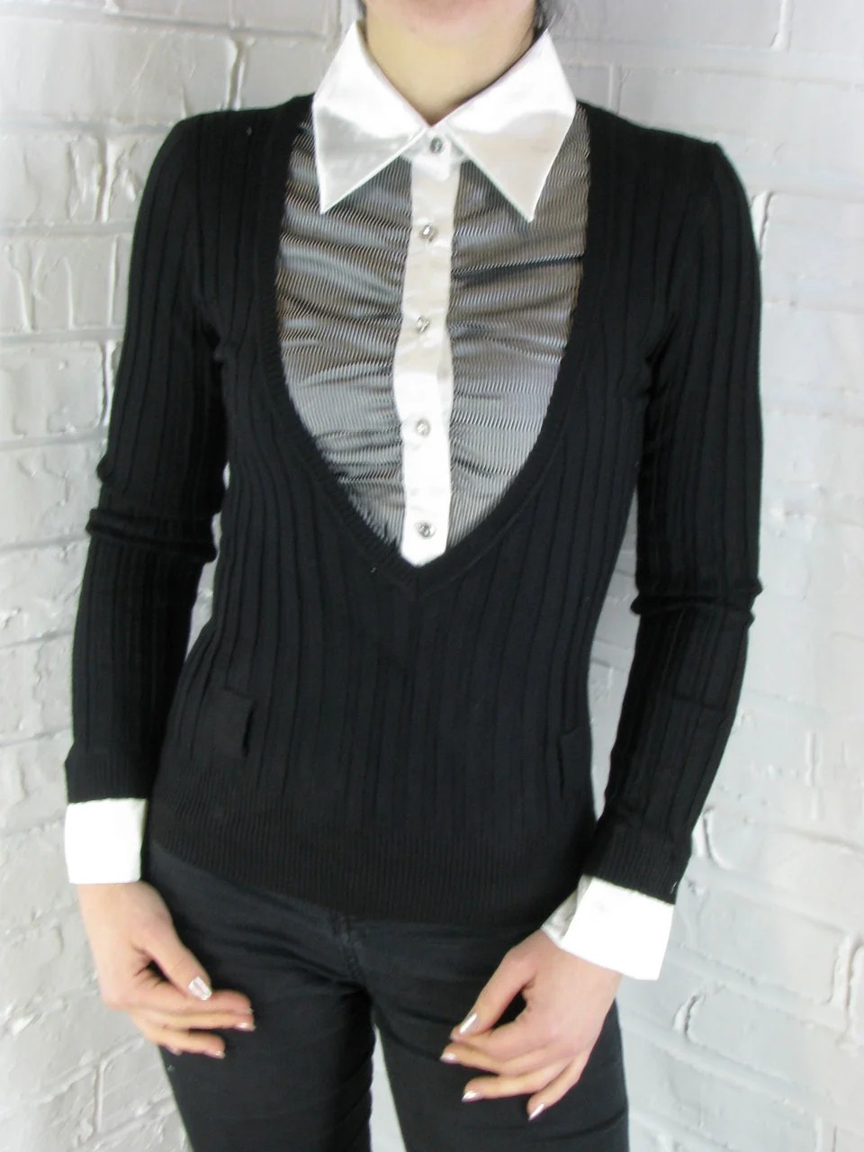 

Джемпер с рубашкой Appeal 9788 черный с серым, Джемпер с рубашкой Appeal 9788 черный с серым one size