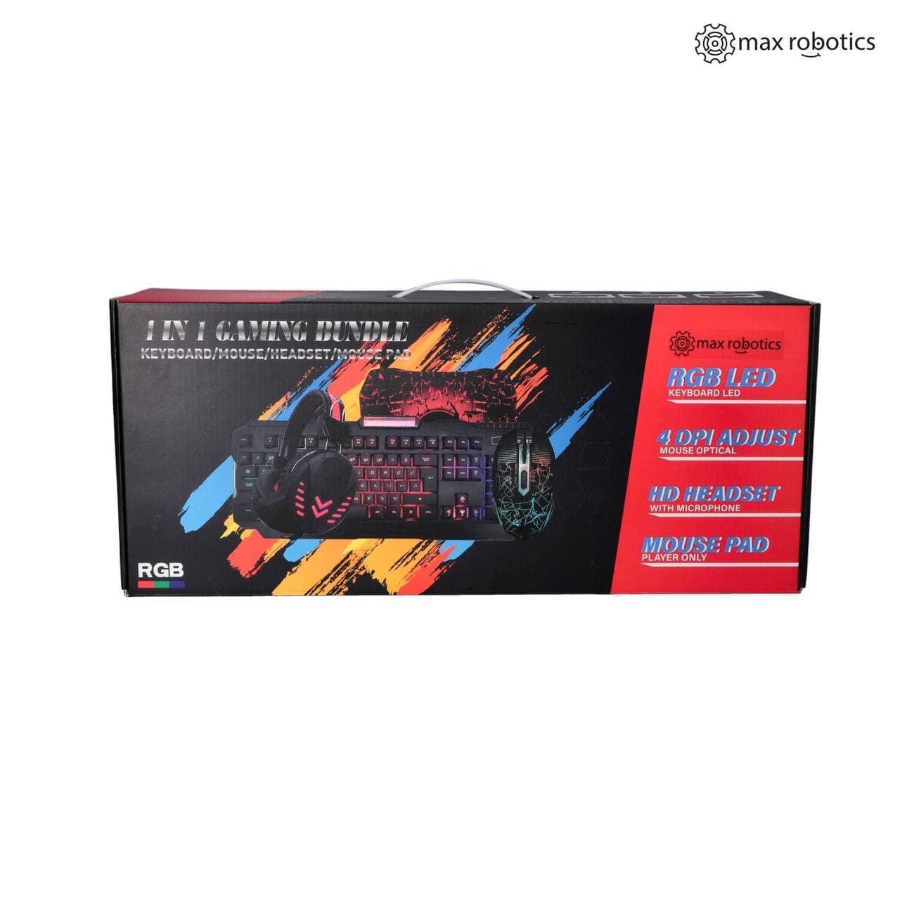 

Комплект игровой Max Robotics 4в1 с RGB подсветкой Проводная геймерская клавиатура мышь наушники коврик