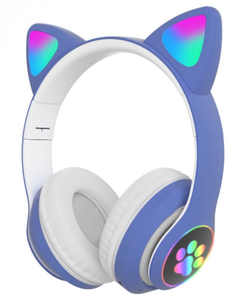 

Беспроводные наушники с кошачьими ушками и RGB подсветкой Cat MDR VZV-23 M BT Голубые Blue (23 MDR Blue)