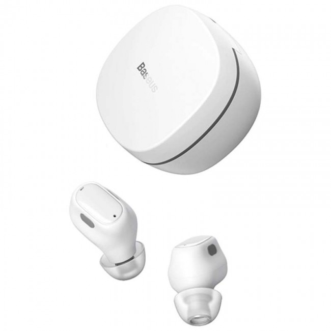 

Беспроводные вакуумные блютуз наушники Baseus Encok True Wireless Earphones WM01 с чехлом для зарядки Белые