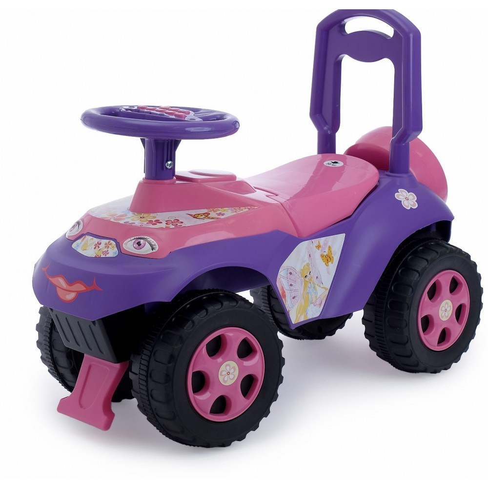 

Машинка-каталка Doloni Toys Автошка Розовый/Фиолетовый с музыкальными эффектами и родительской ручкой