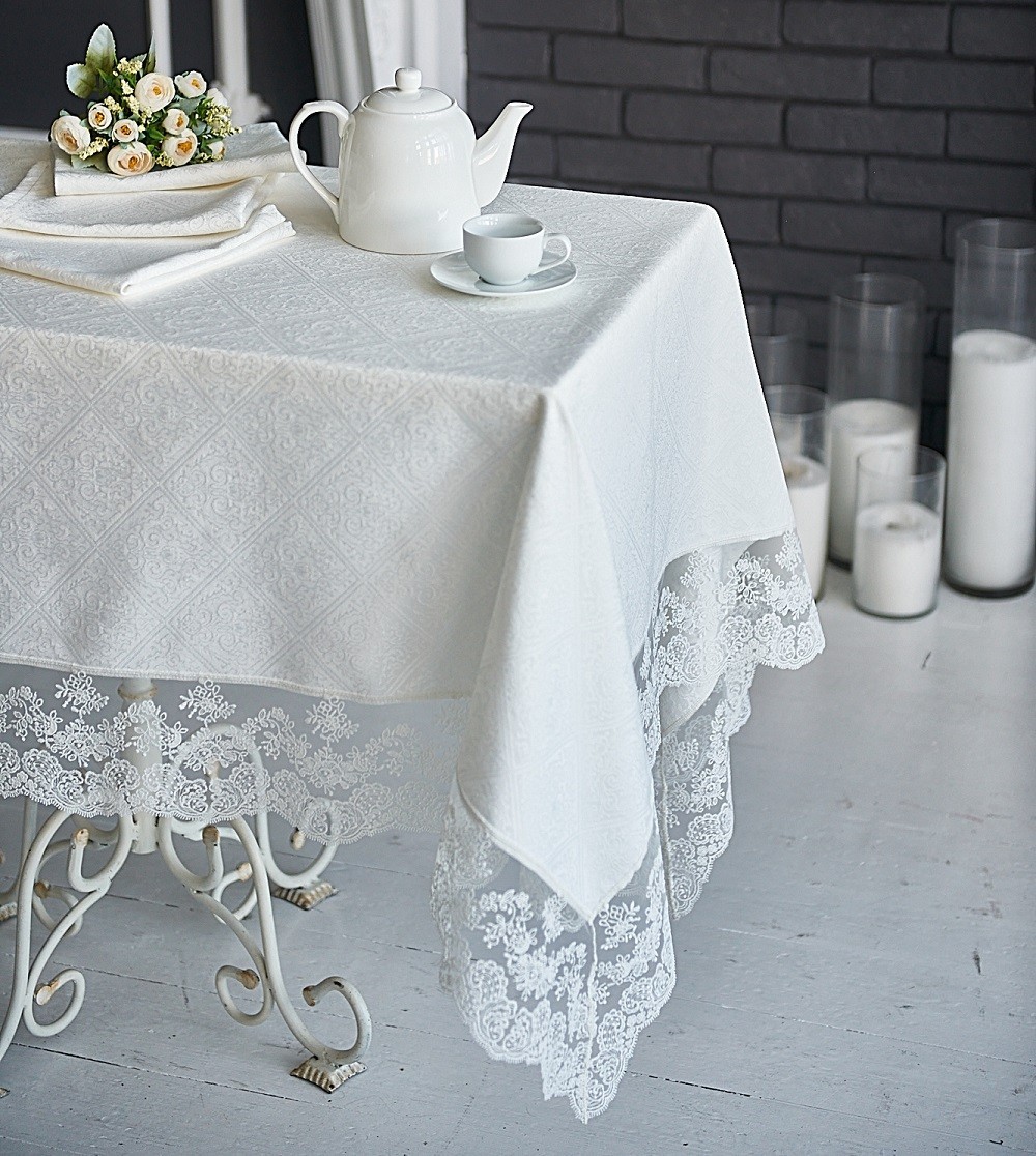 

Скатерть Lodex Elena cream 130*170 жаккард кремовый