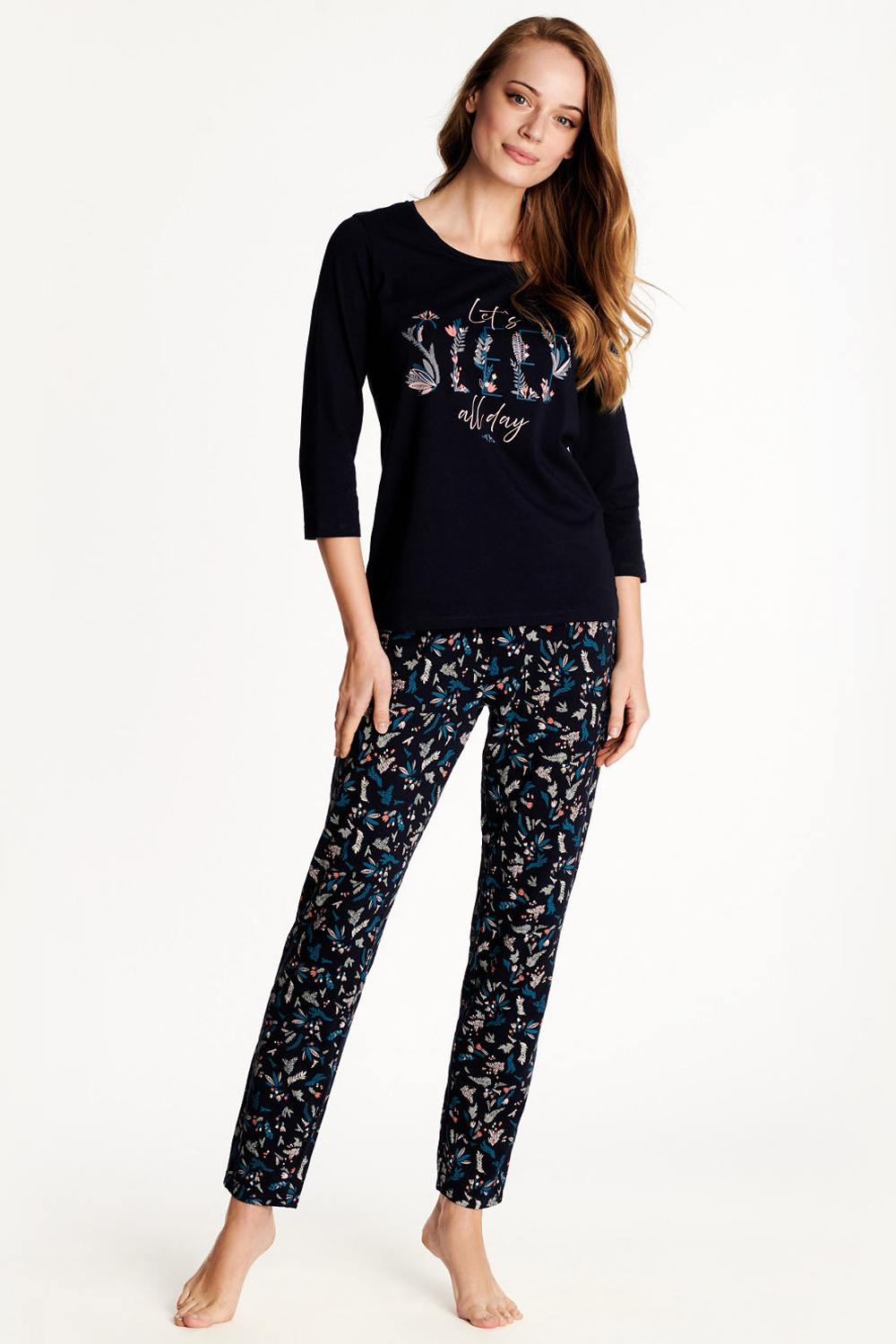 

Пижама женская с брюками HENDERSON 38264 WARMY XL Темно-синяя