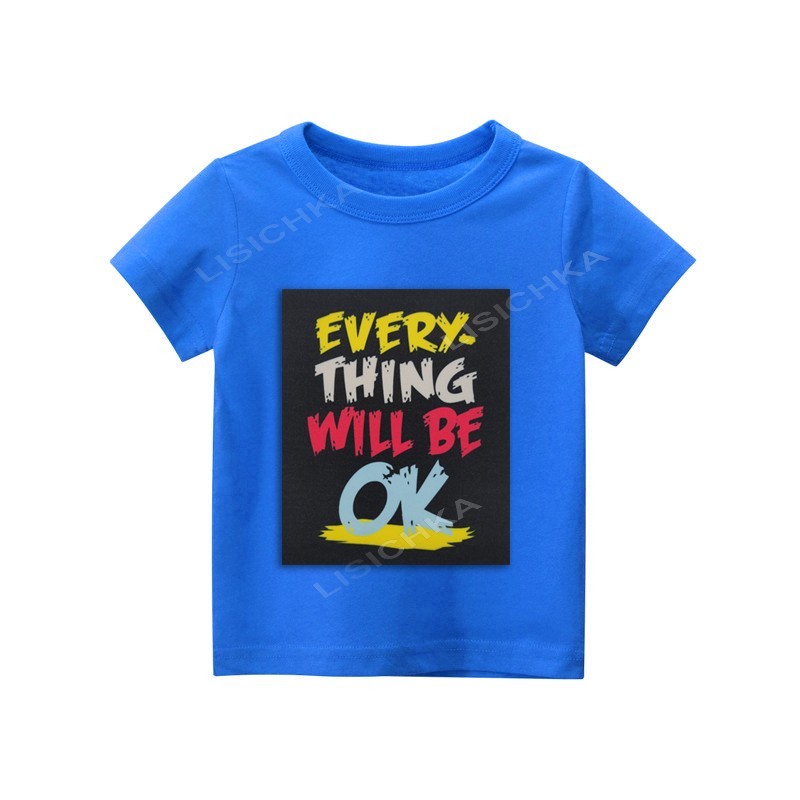 

Футболка Foxstyle с надписью Everything will be ok, 146-152см, голубая