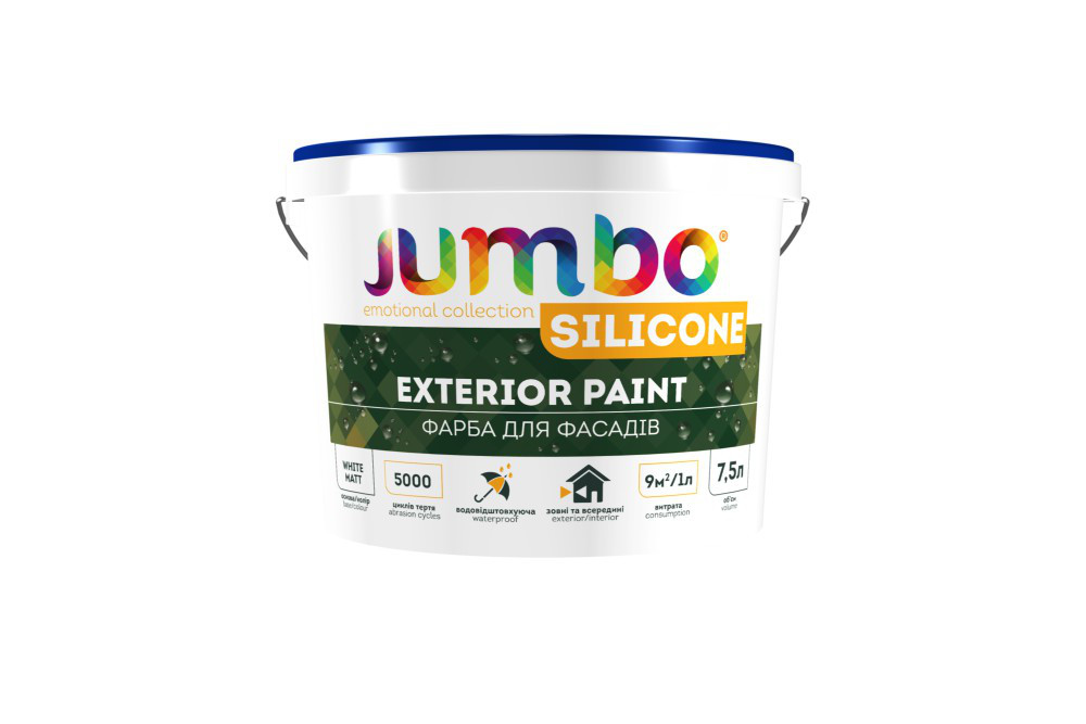 

Краска фасадная силиконовая высоконаполненная Smile Jumbo Silicone 15л белая