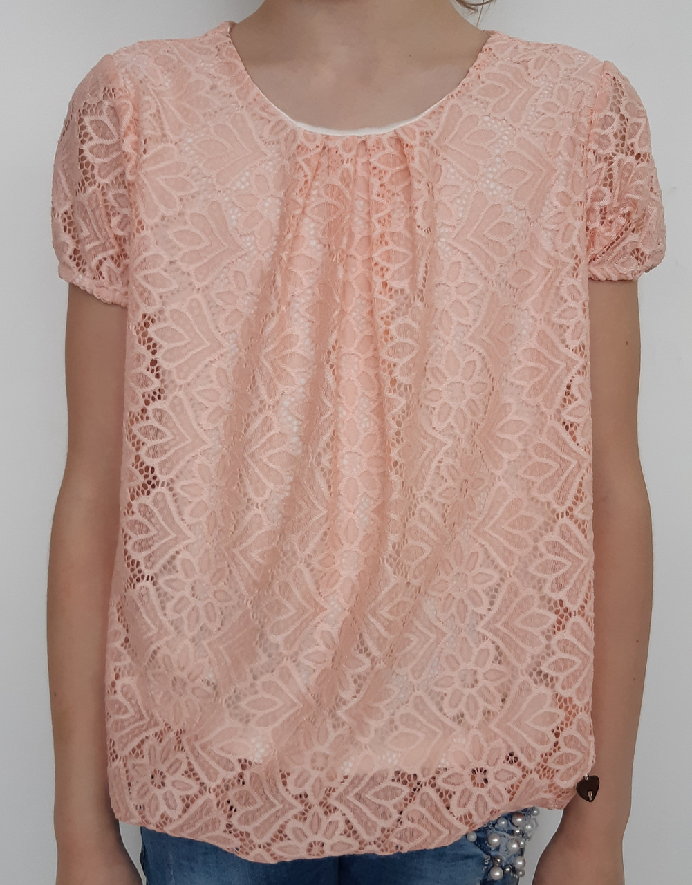 

Блузка для дівчинки Kids Moda 2983 пудра короткий рукав 158