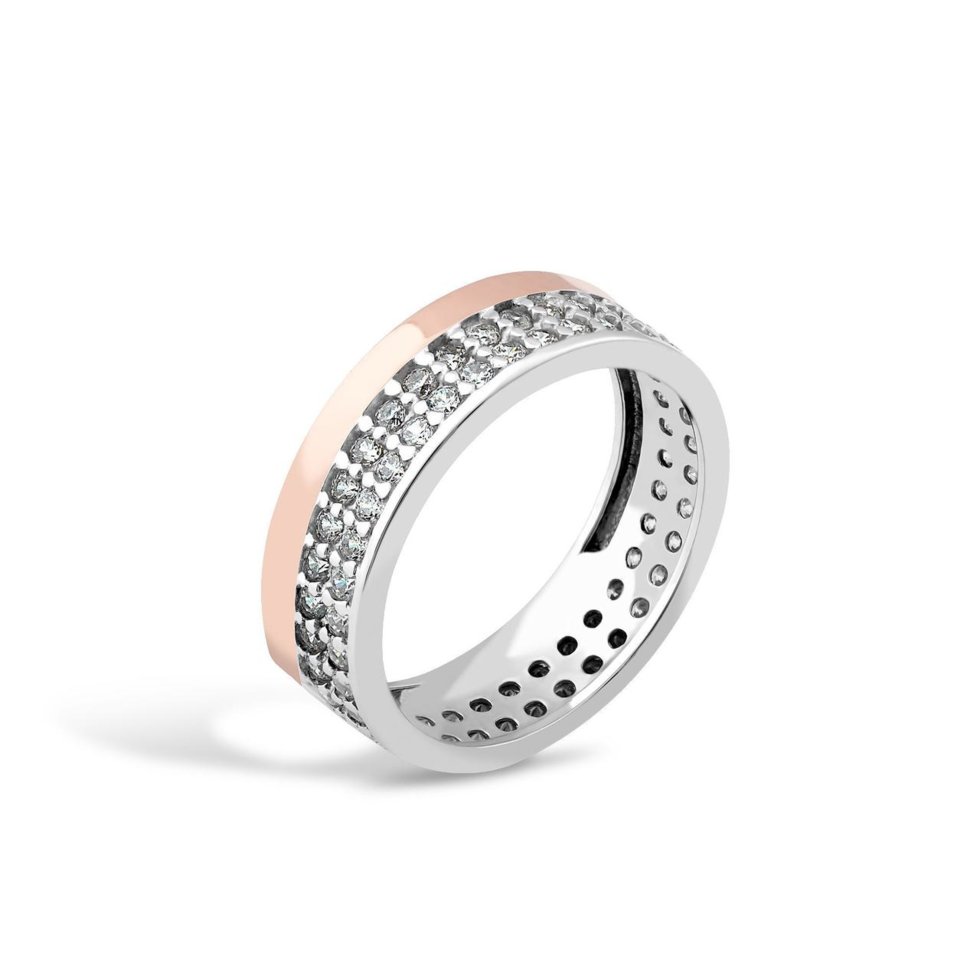 

Кольцо серебряное с золотыми пластинами "Дорожка" 19.5, 3.4 3,4 г