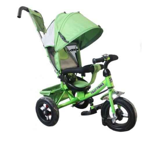 

Дитячий велосипед-коляска триколісний Tilly Trike T-364 колеса надувні зелений