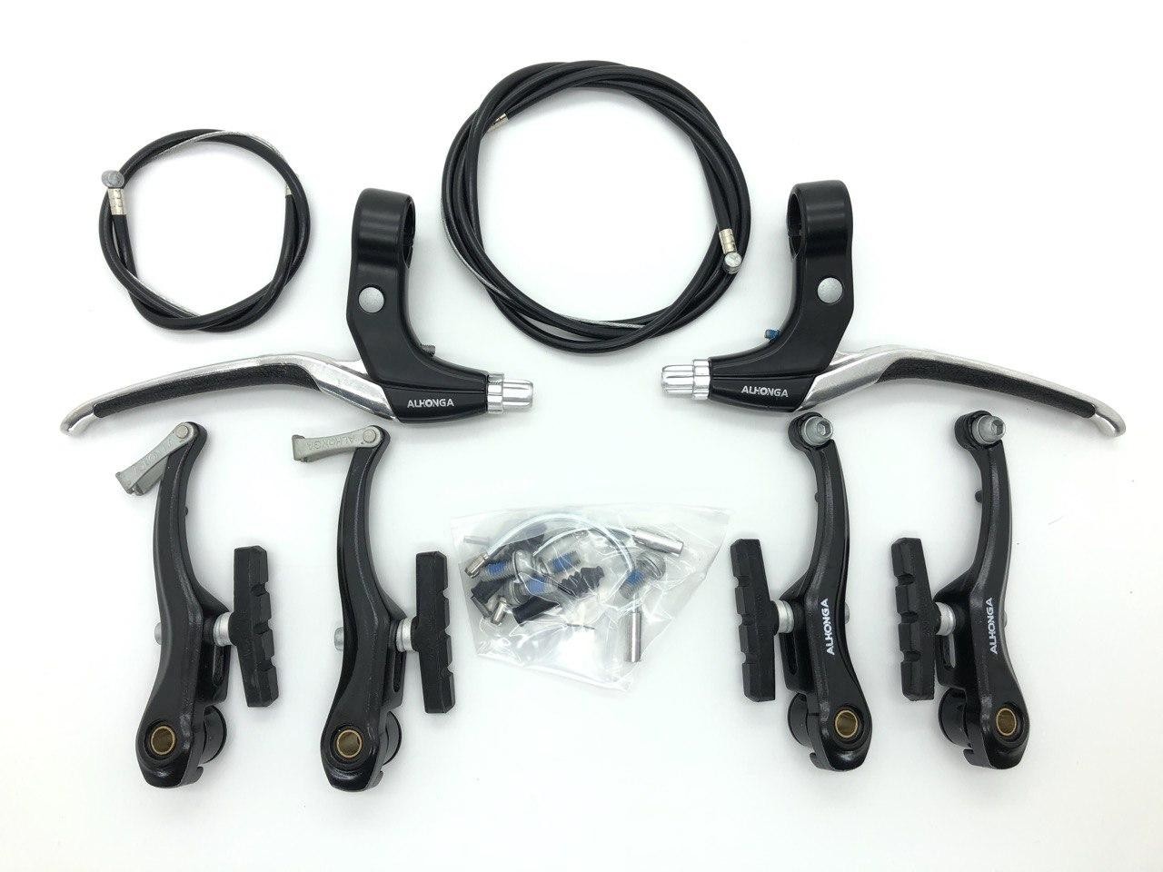 

Велосипедные тормоза V-brake ALHONGA серые + ручки Арт5771