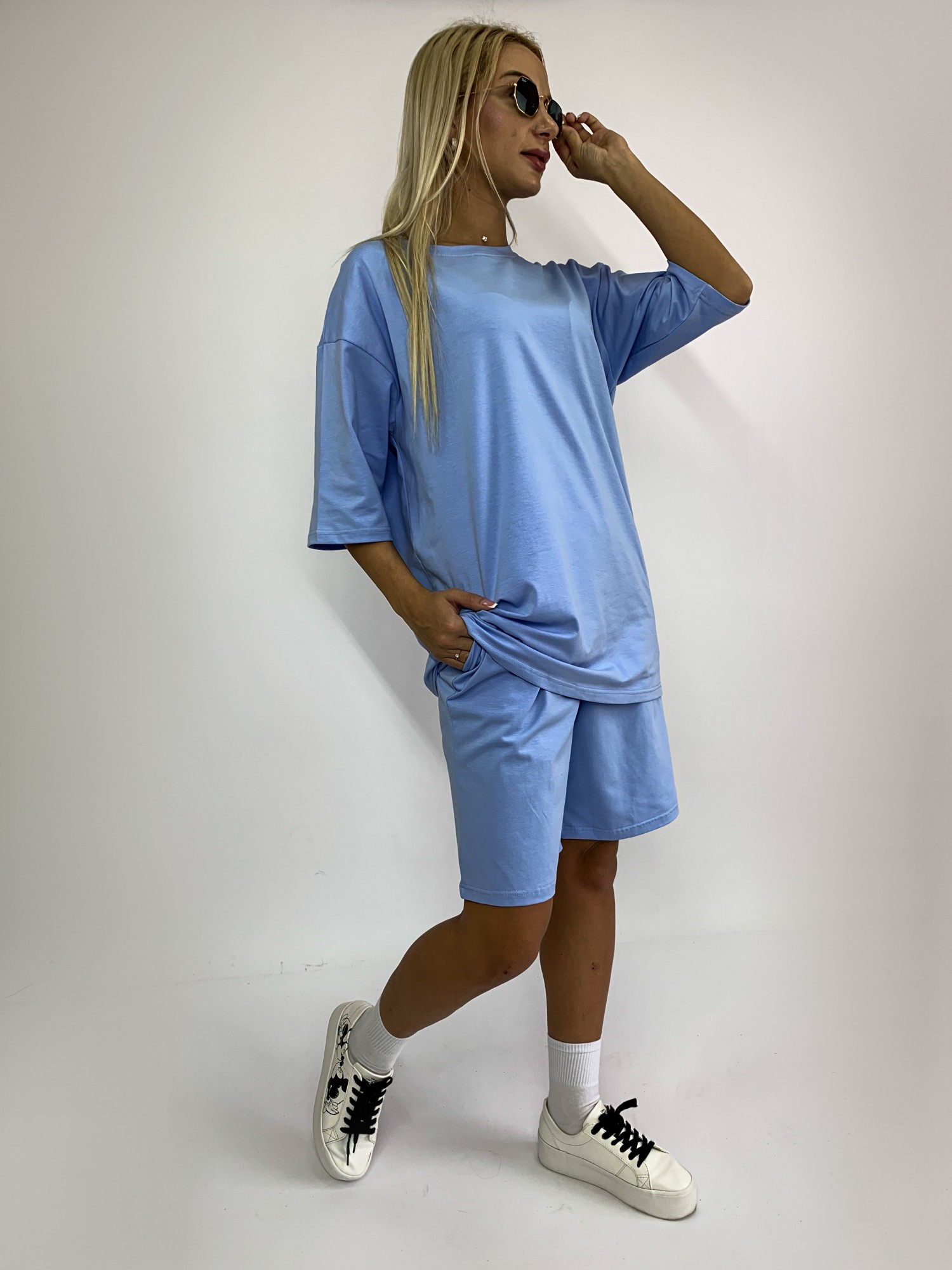 

Костюм Baysho туника с длинными шортами Кулирка М Голубой (bk0601-420/bk0501-420)