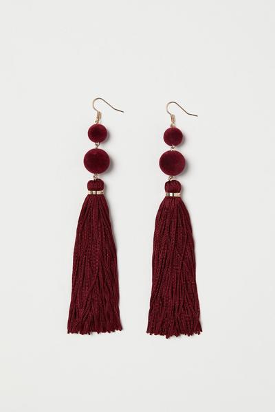 

Серьги с кистями H&M ONE SIZE Бордовый