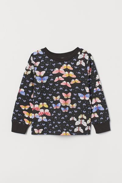

Свитшот с принтом H&M 11/116 (120/60) Темно-серый/Бабочки