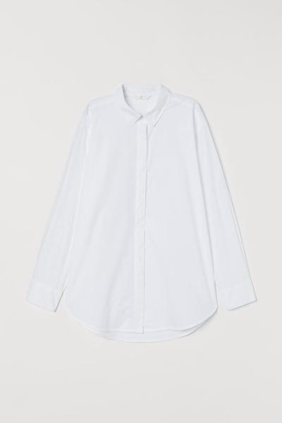

Хлопковая рубашка оверсайз H&M XL (175/116А) Белый
