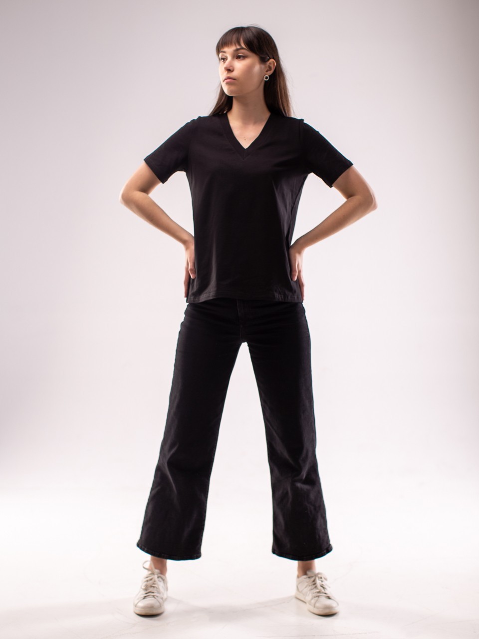 

Футболка Oversize V виріз  черная, Футболка Oversize V виріз L черная