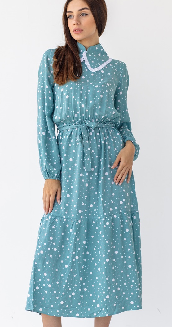 

Платье деми Wear me длинное с воротником  Зелёный 2w/19/61D, Платье деми Wear me длинное с воротником XL Зелёный 2w/19/61D