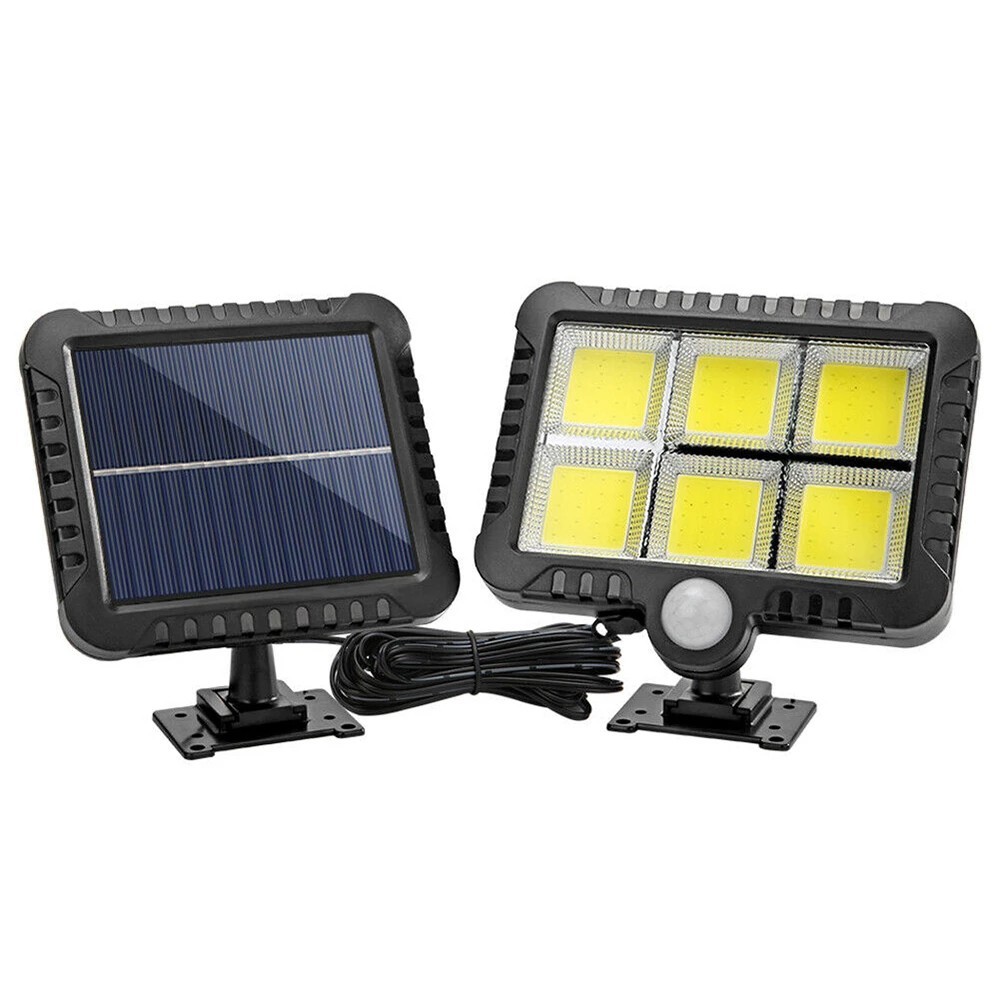 

Настенный уличный светильник 120 COB LED с выносной солнечной панелью датчик движения