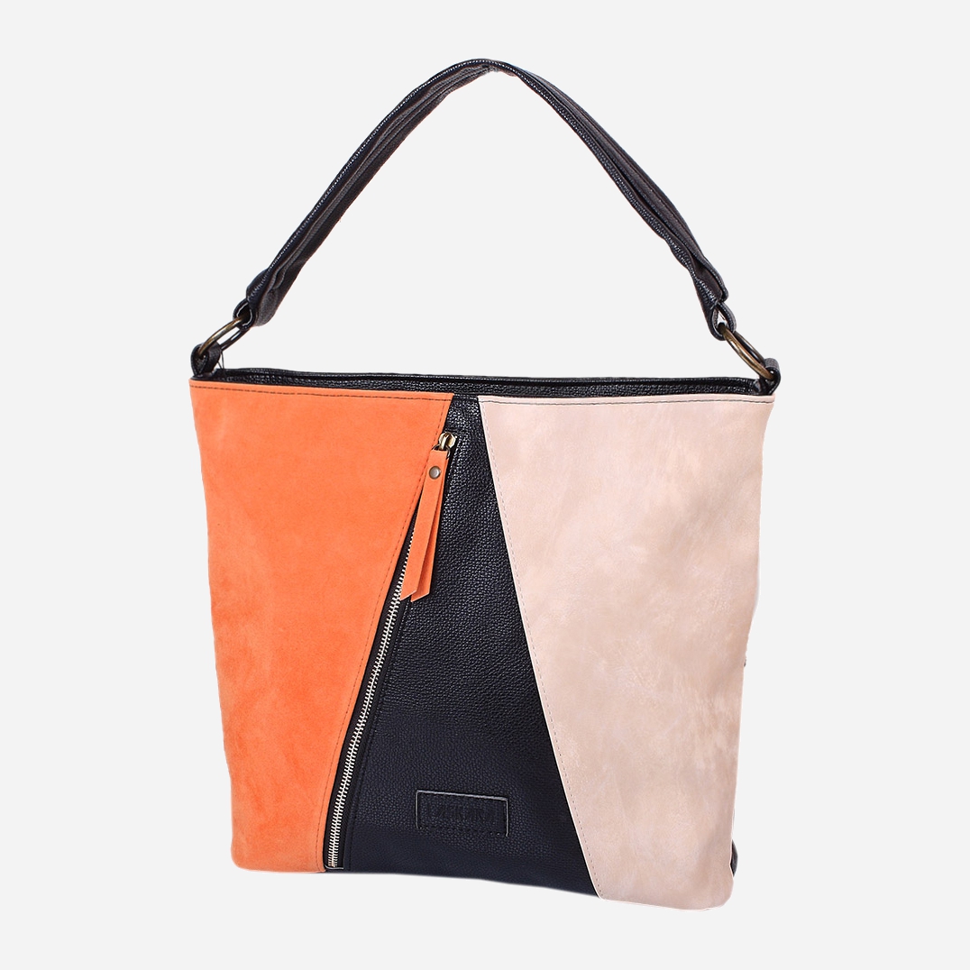 

Женская сумка из искусственной кожи Laskara LK10205-black-orange