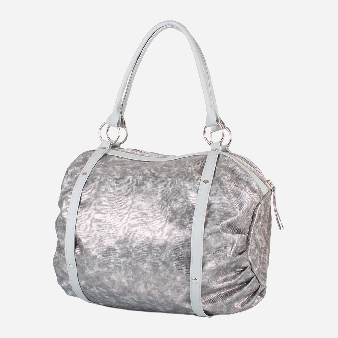

Женская сумка-боулер Laskara LK-10251-silver-snake Серая