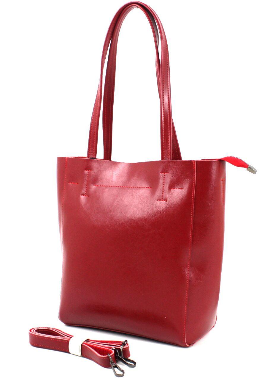 

Женская кожаная сумка Borsacomoda 13х30х26 см Красный 000159295