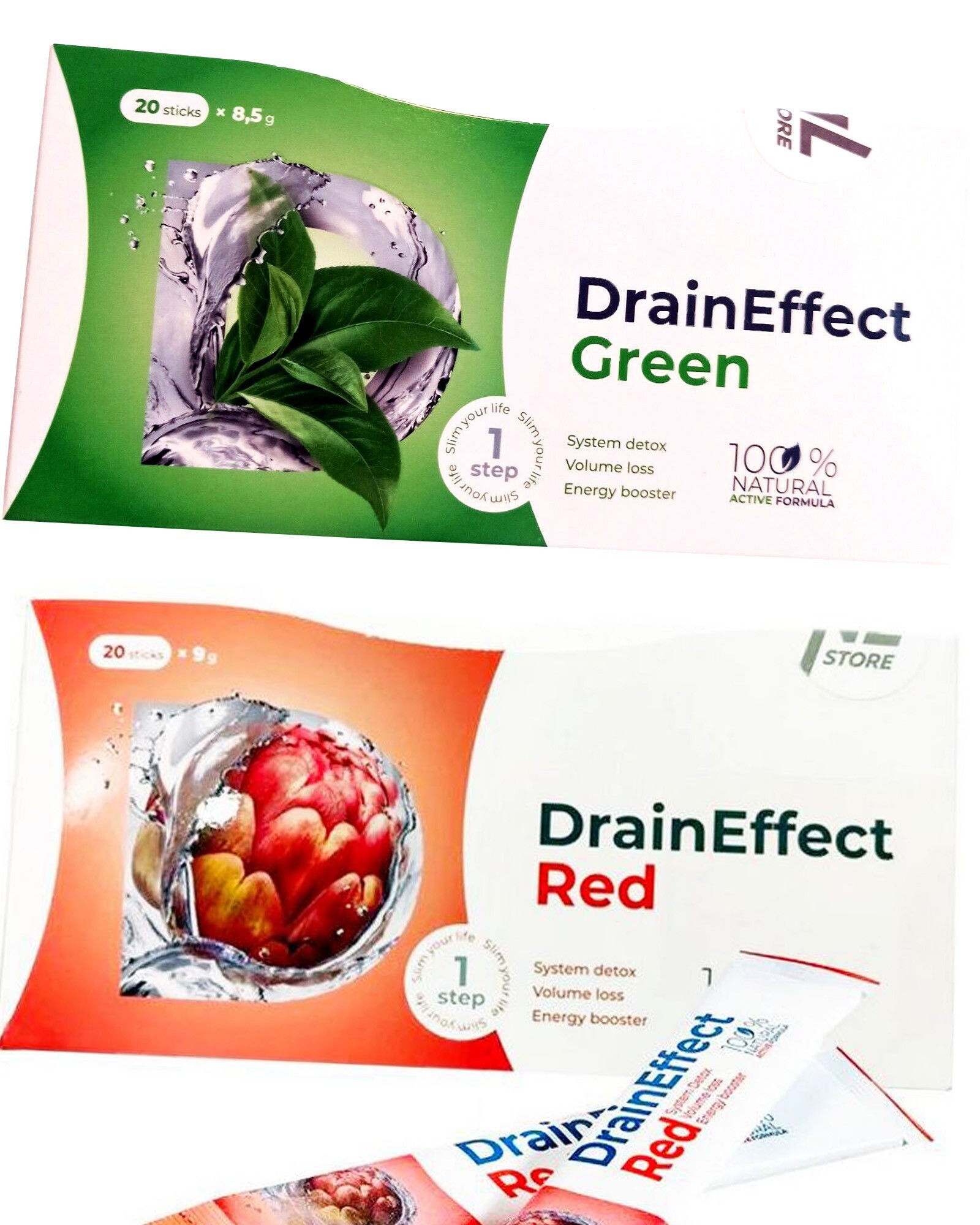

Комплект DrainEffect NL зеленый и красный драйн эффект для похудения очистка чай дрейнэффект от отека похмелья