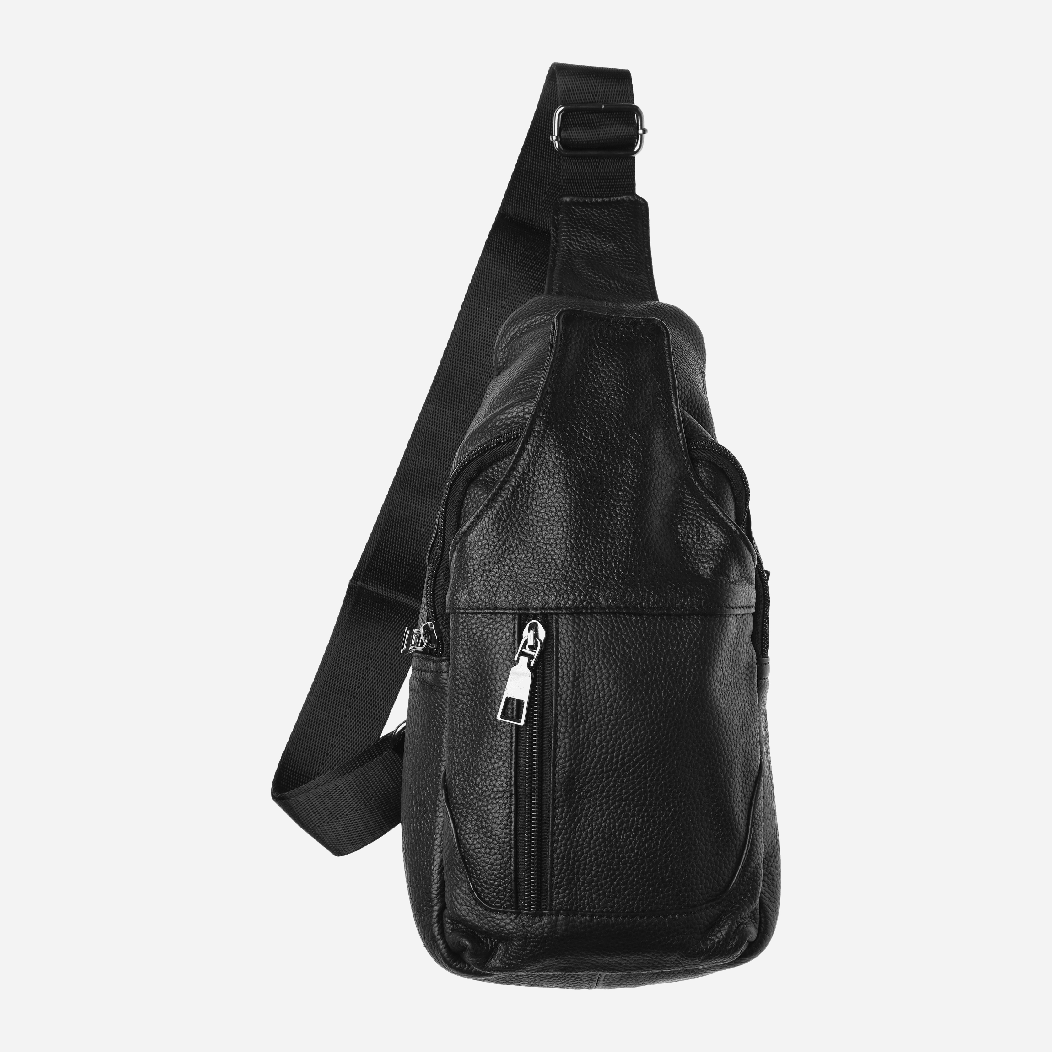 

Мужская кожаная сумка-слинг Laras K1018 Черная