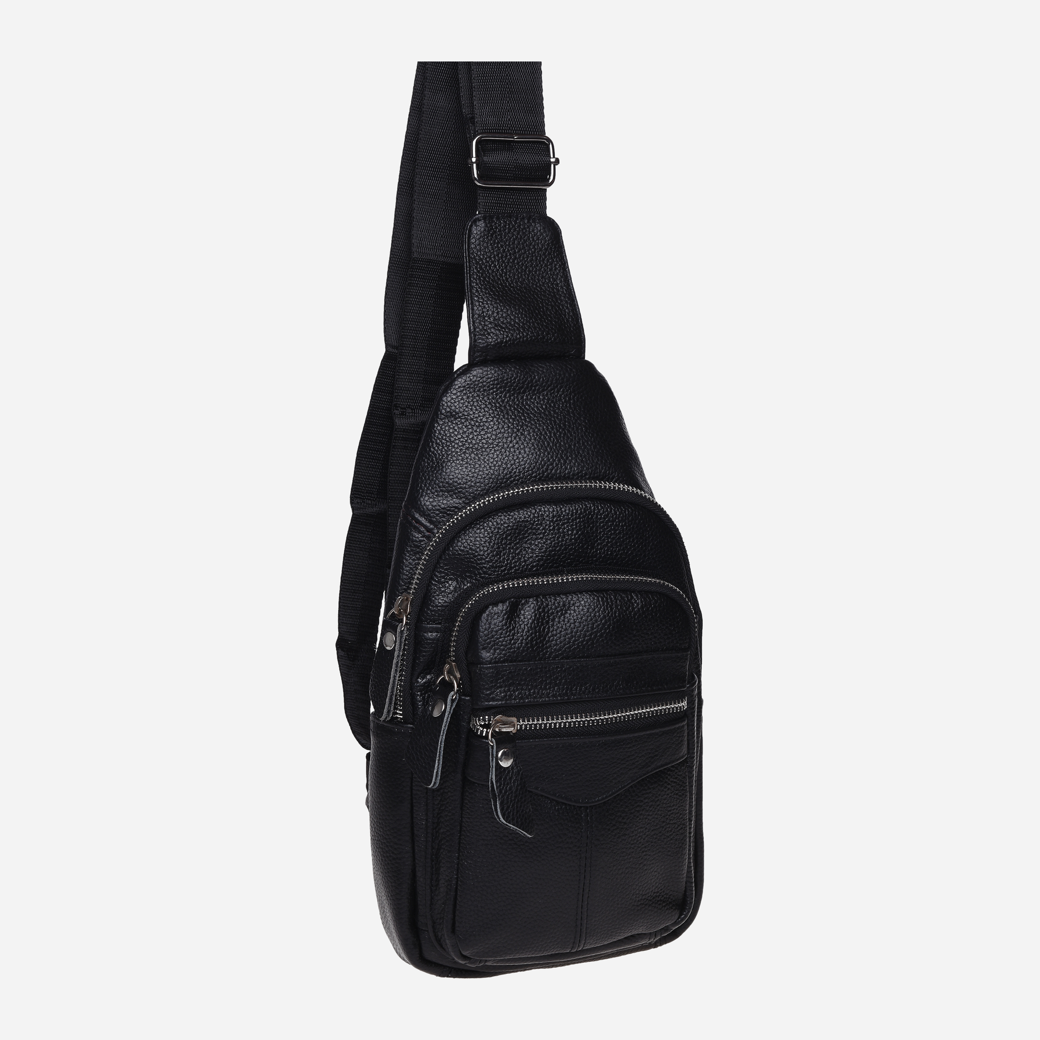 

Мужская сумка-слинг кожаная Laras K103035 Black