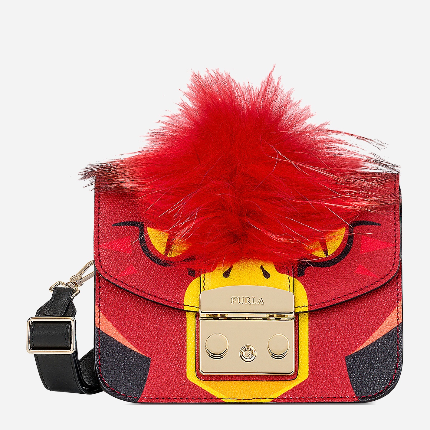 

Сумка женская кожаная Furla Metropolis Jungle Mini Crossbody 881177 Бордовая с анималистическим принтом