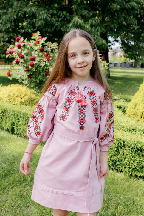 

Вишита сукня для дівчинки Olana Єва молочне фатин 140
