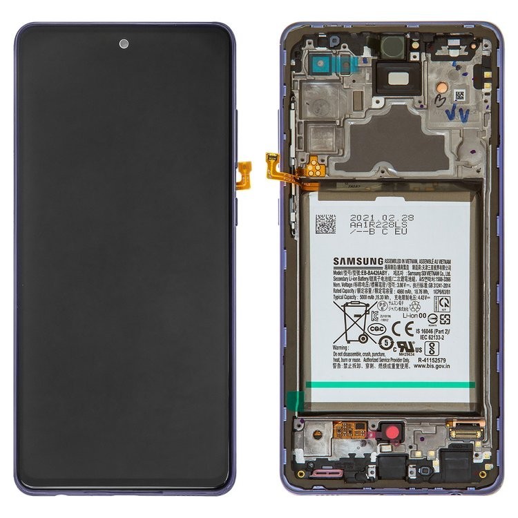 

Дисплей для Samsung A725 Galaxy A72, фіолетовий, із сенсорним екраном, з рамкою, з акумулятором, Original, сервісне опаковання, original glass, #GH82-25541C/GH82-25542C