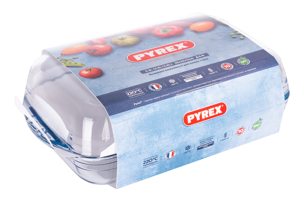 

Каструюля Pyrex стеклянная прямоугольная. 5.2л (2.6л+2.6л) упаковка