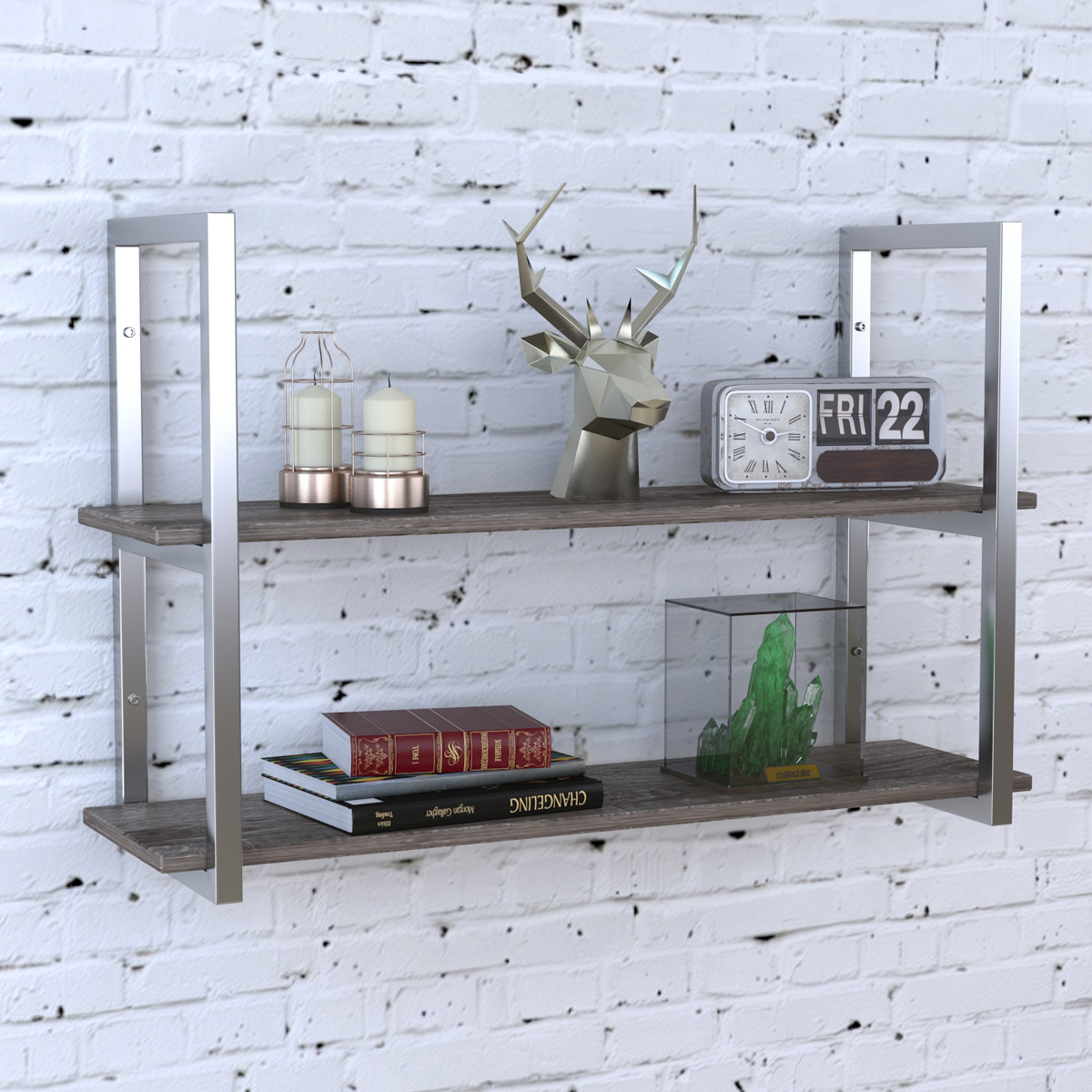 

Полка PL-2-16 Loft Design Дуб Палена длина полки 112 см Серебристый