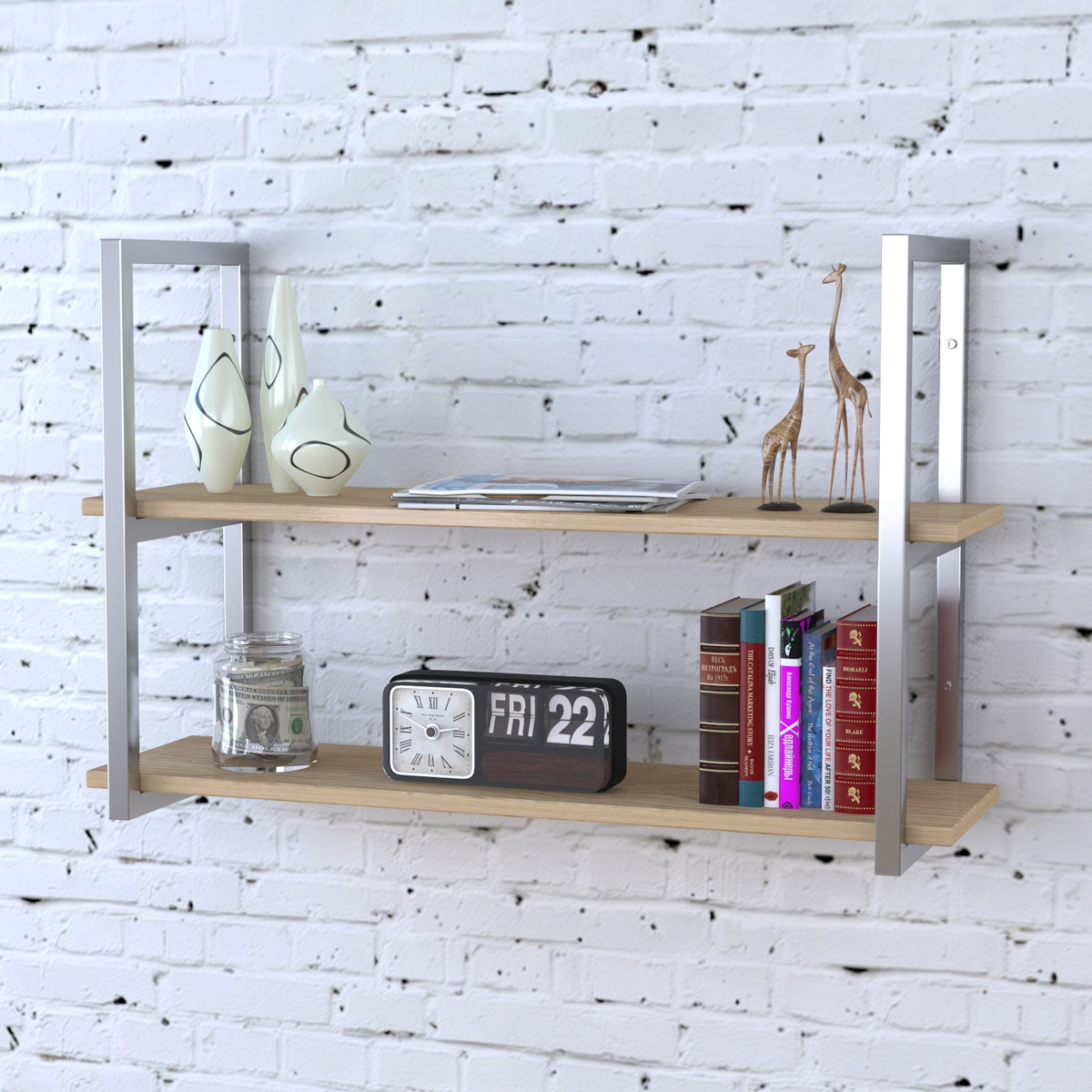 

Полка PL-2-16 Loft Design Дуб Борас длина полки 112 см Серебристый