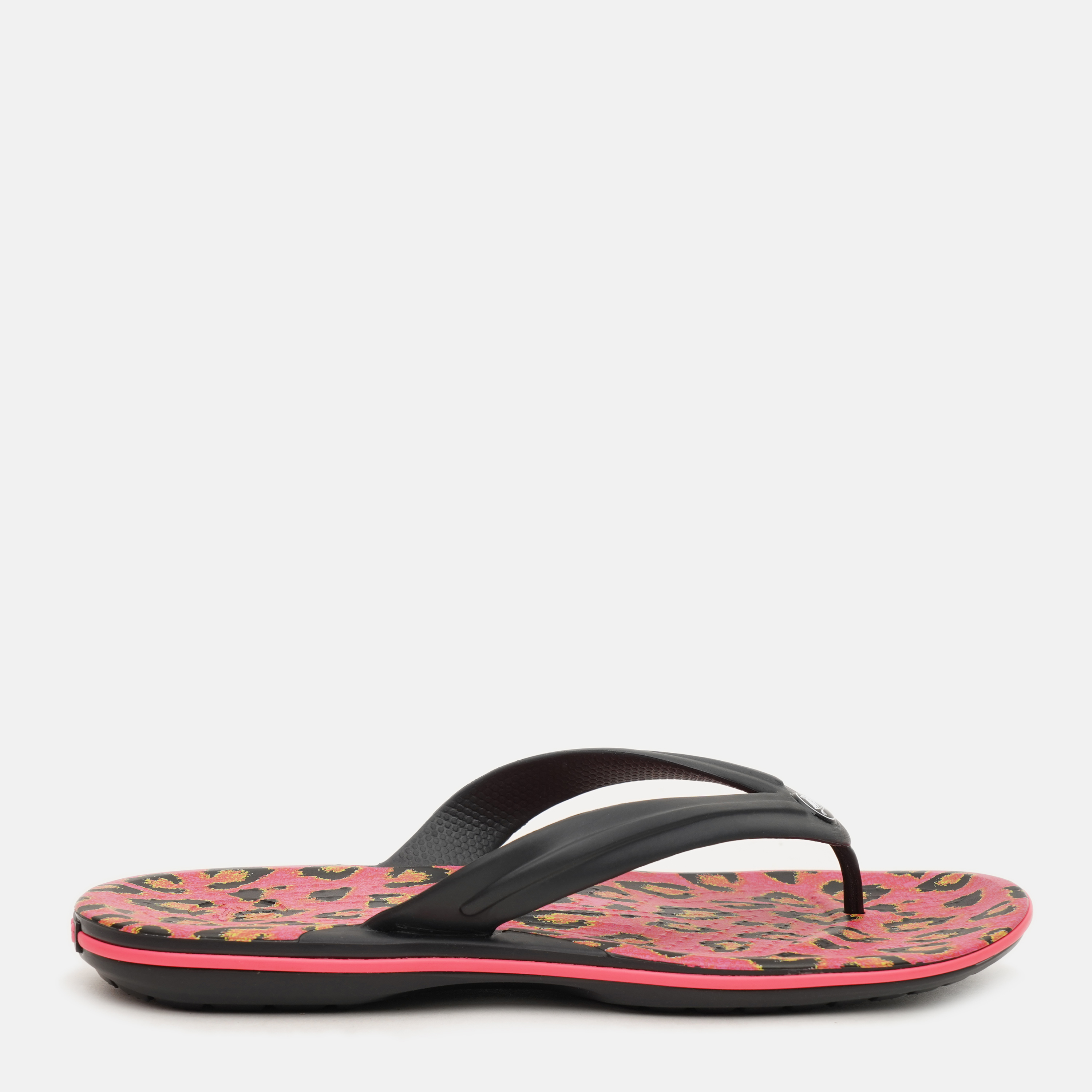 

Вьетнамки Crocs Jibbitz Crocband Neo Leopard Flips Unisex Черные/Super Pink 206048-0I6 41-42 (M8-W10) 25.5 см Черные с красным