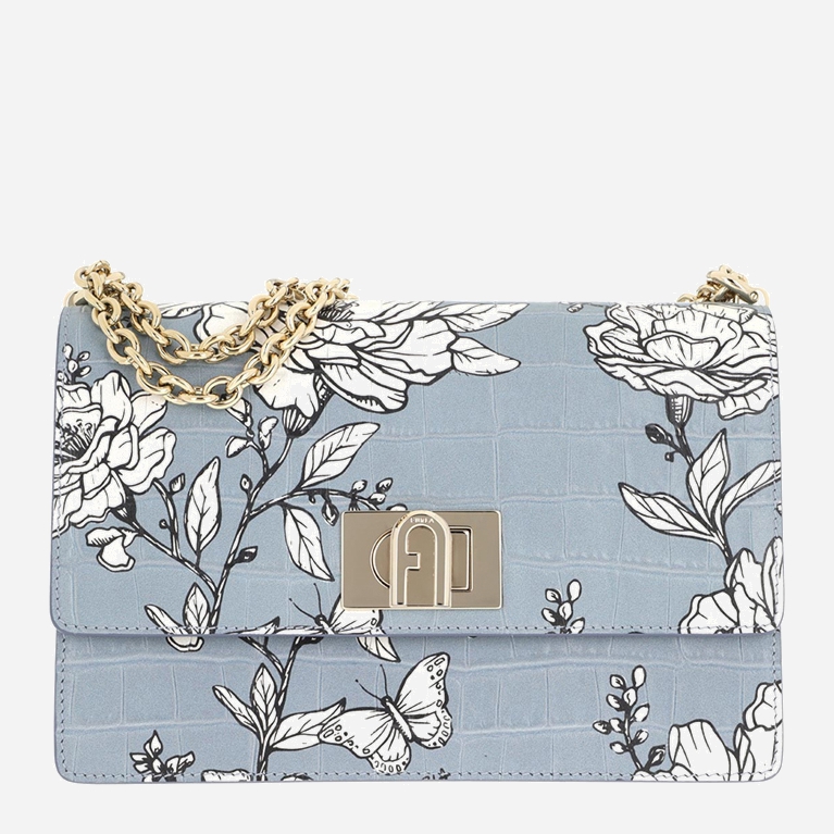 

Сумка женская кожаная Furla 1927 S Crossbody 24 BAWMACO Темно-голубая с принтом