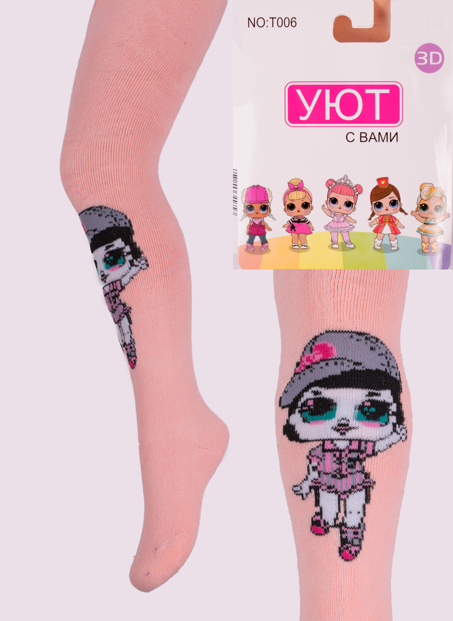 

Колготки детские теплые с рисунком Uyut T006-3 104-116. На рост: 92-104. Персиковый