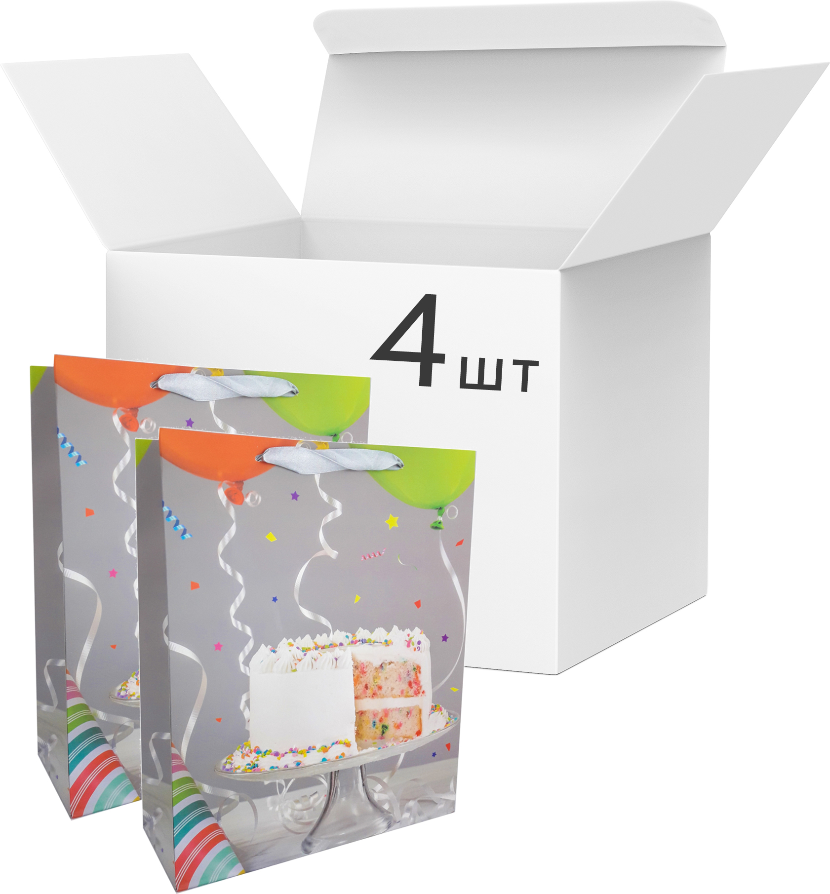 

Набор пакетов подарочных Angel Gifts 310х400х120 мм Торт белый 4 шт (Я46061_AG91400_4)