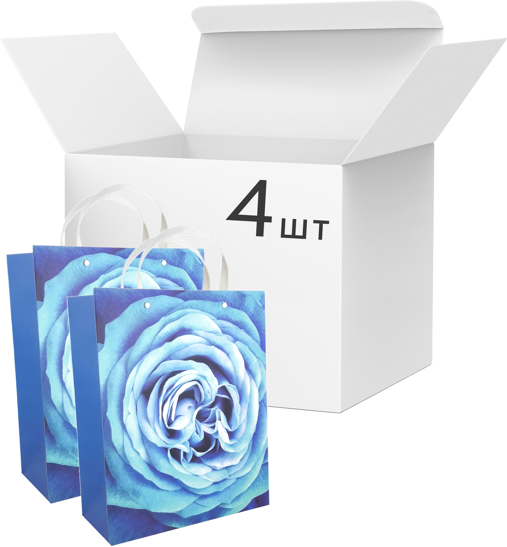 

Набор пакетов подарочных Angel Gifts 320х260х120 мм Роза синяя 4 шт (Я45946_AG91366_4)