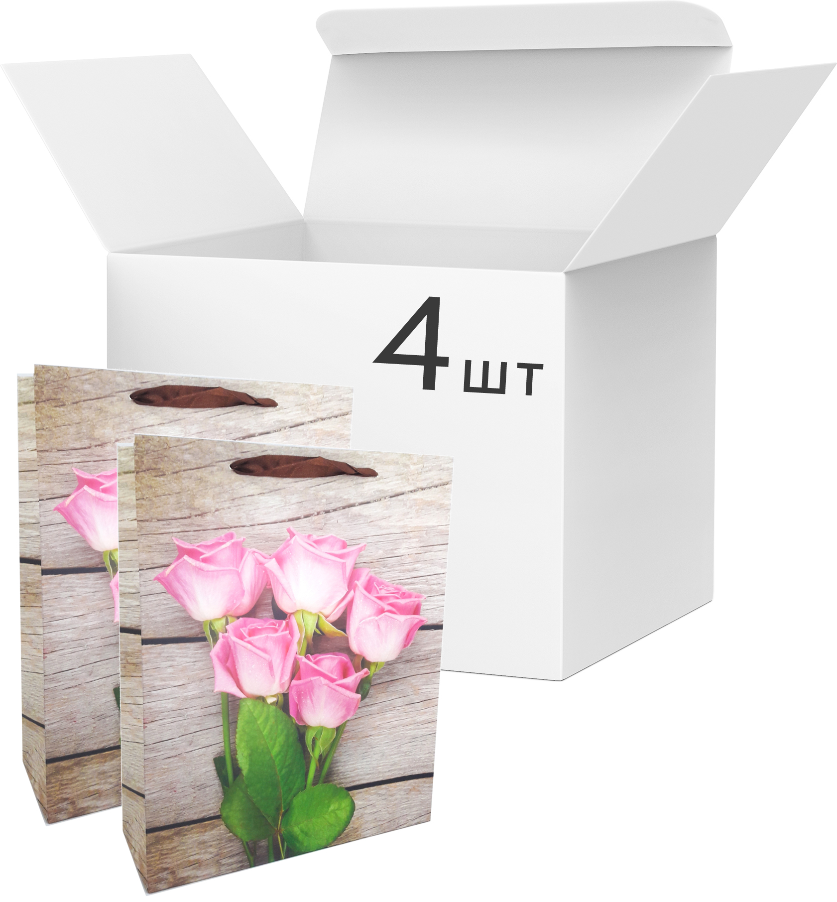 

Набор пакетов подарочных Angel Gifts 310х400х120 мм Роза 4 шт (Я46031_AG91391_4)