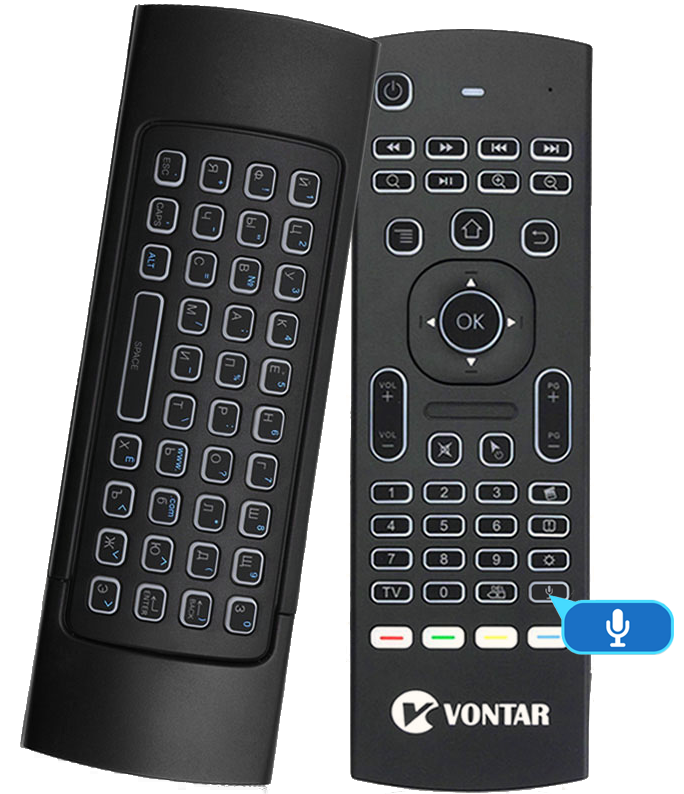 

Пульт Air Mouse MX3 Pro Подсветка Микрофон Гироскоп Клавиатура QWERTY USB 2.4G