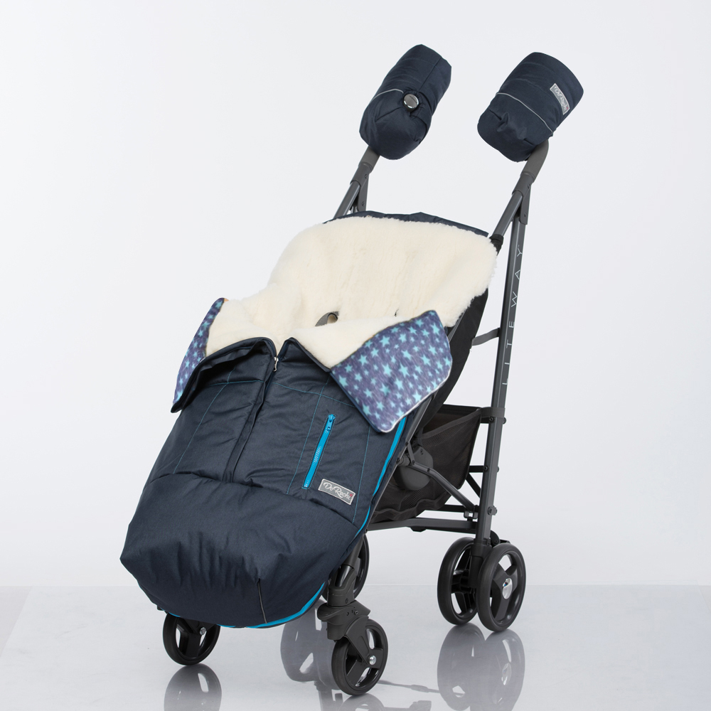 

Зимний конверт на овчине Baby Va Trend для прогулочной коляски от 6 мес до 3 лет синий с голубым