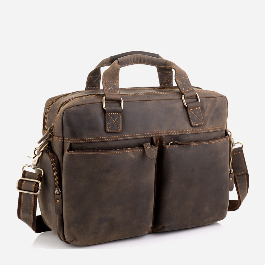 

Мужская сумка кожаная Tiding Bag D4-002R Коричневая