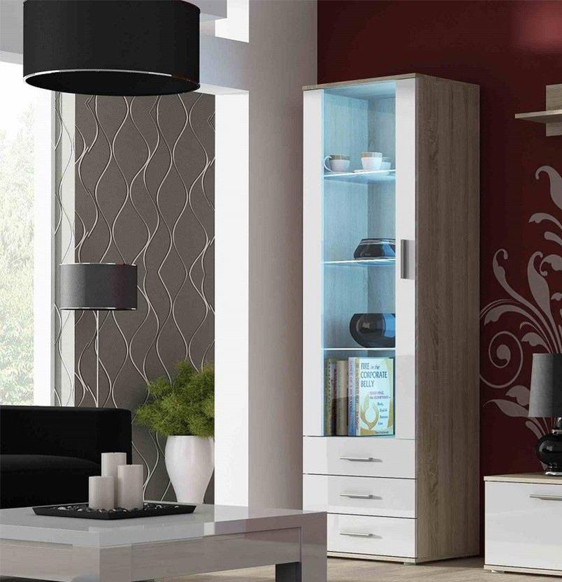

Напольная витрина Soho 1 Cama Дуб Сонома + Белый глянец