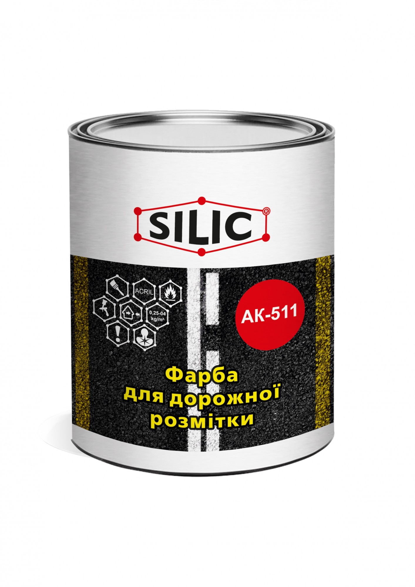 

Краска Силик для разметки дорог АК - 511 красный 15кг (АК51115kr)