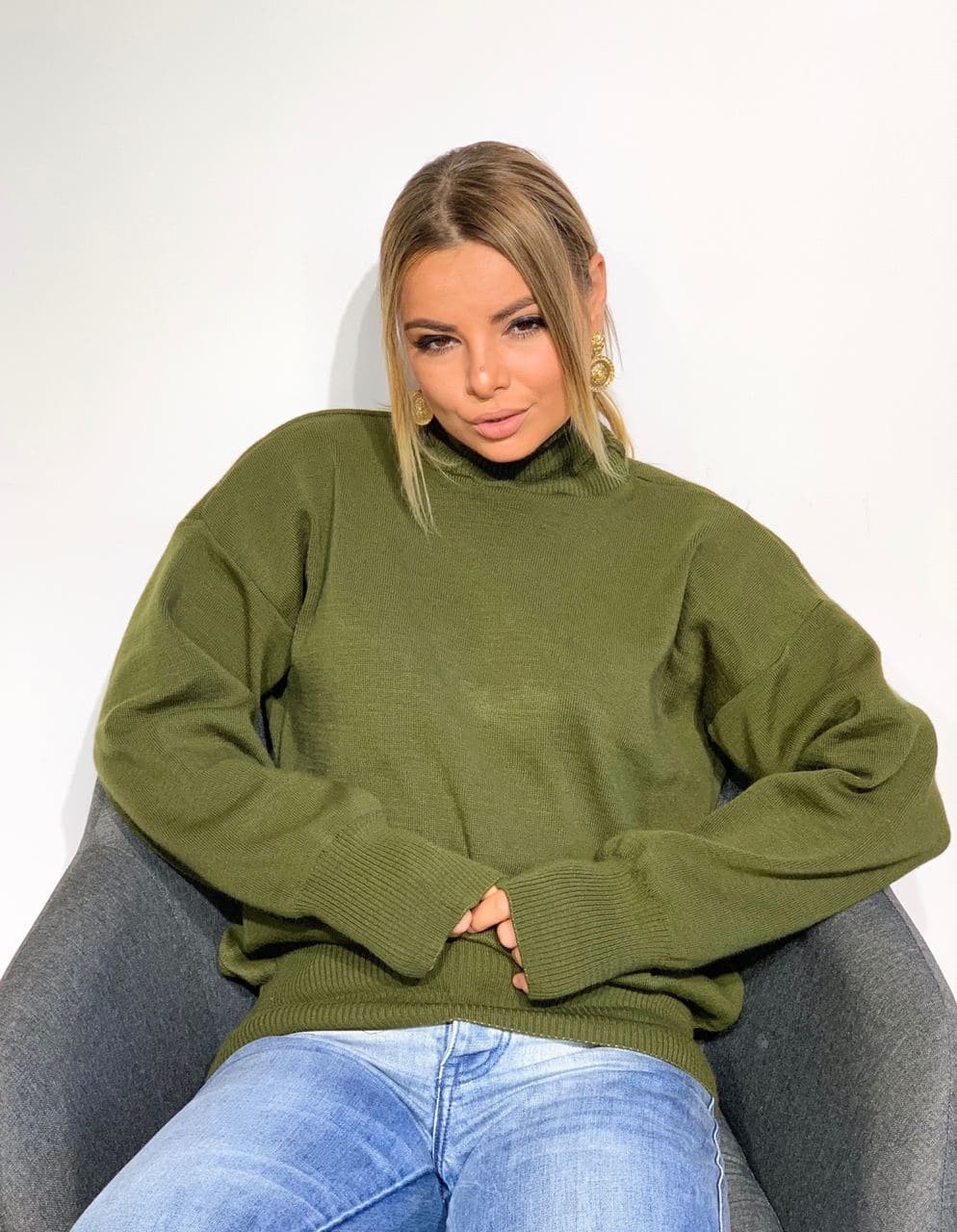 

Свитер - SRS - кофта с горлом - 42-50 - хаки