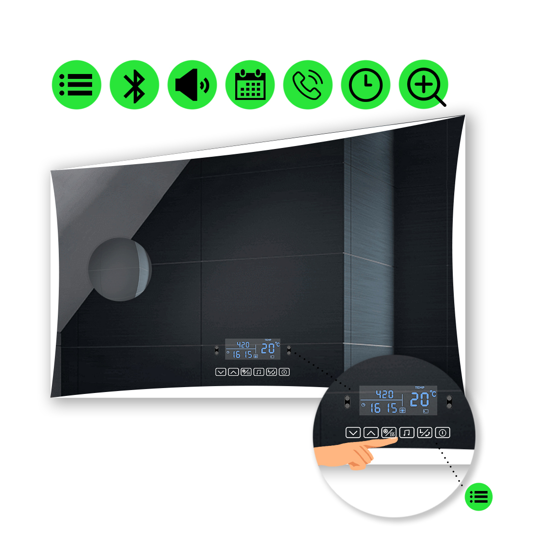 

Зеркало Amado с Led-подсветкой, с мультиблоком, с линзой без подсветки 100x80 см