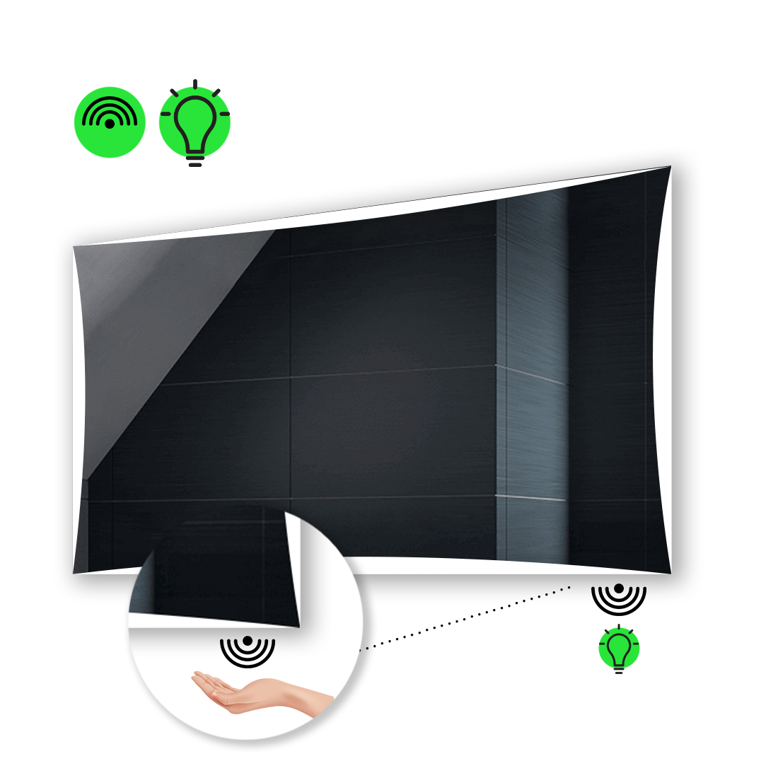 

Зеркало Amado с Led-подсветкой, с ИК включателем 80x70 см