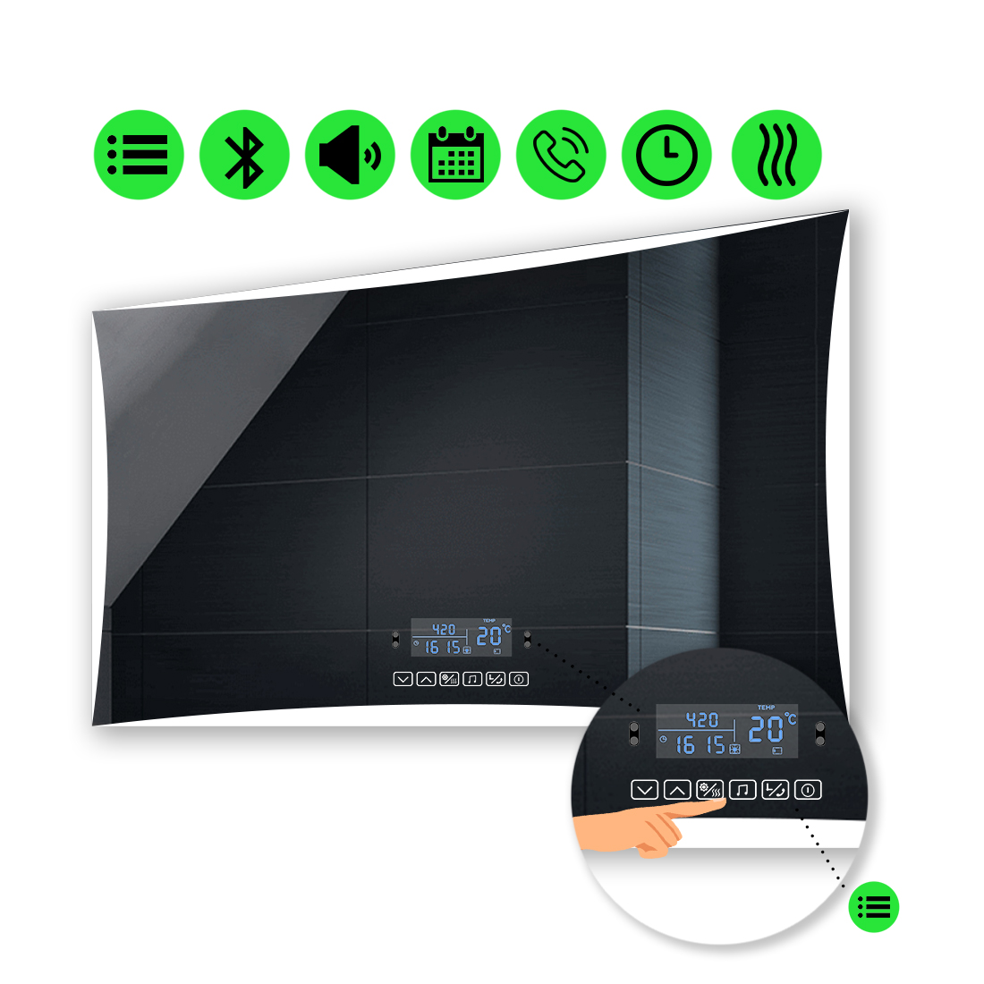 

Зеркало Amado с Led-подсветкой, с мультиблоком и подогревом 140x100 см