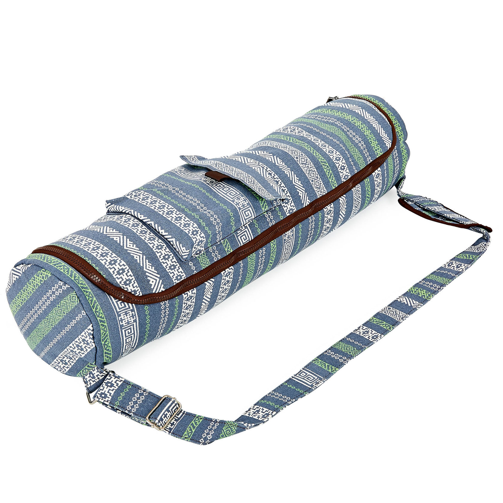 

Сумка для йога коврика Yoga bag KINDFOLK FI-8362-3 (размер 17смх72см, полиэстер, хлопок, серый-синий)