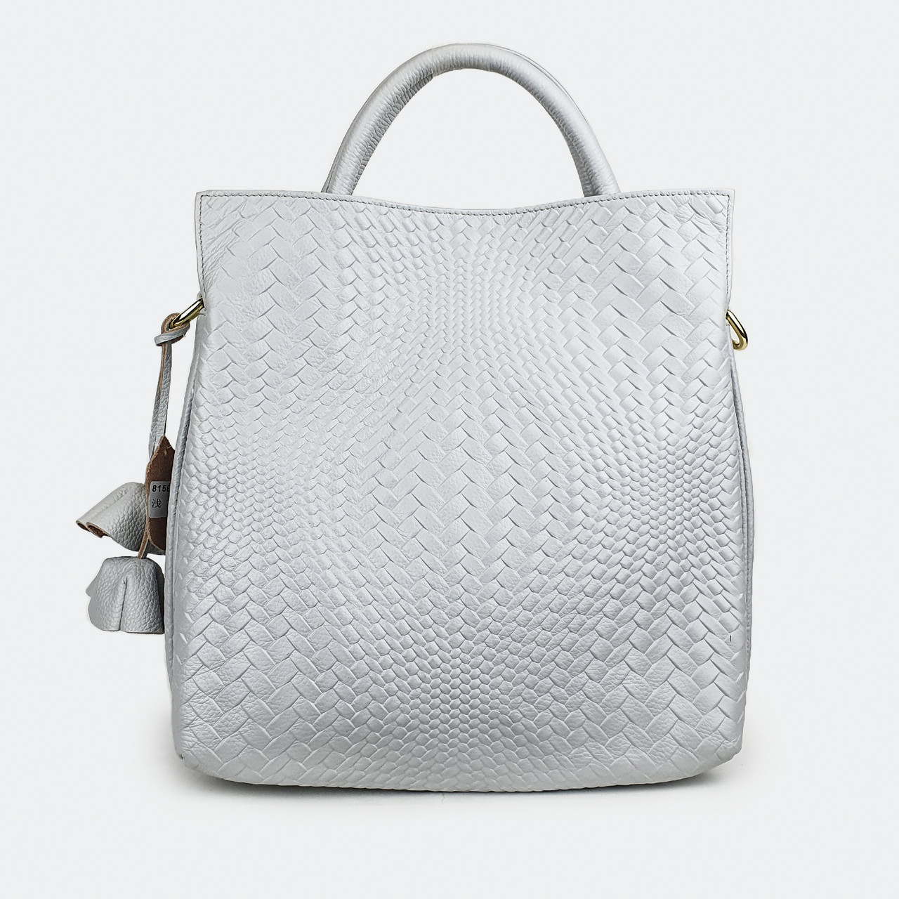 

Женская сумка из натуральной кожи светло-серая 8158 большая