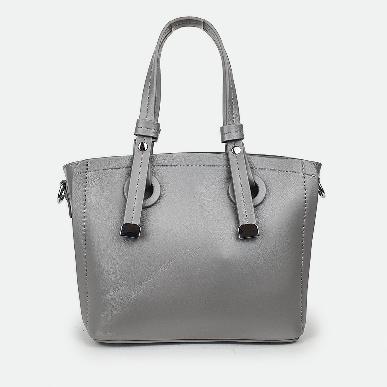 

Каркасная женская сумка кожаная маленькая серая на молнии Fashion 8185